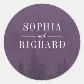 Evergreens Forest Paars Wedding Envelope Seal Ronde Sticker (Voorkant)