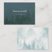Evergreens in het Blauwgroen Foggy Forest Dark Notitiekaartje (Voorkant / Achterkant)
