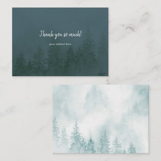 Evergreens in het Blauwgroen Foggy Forest Dark Notitiekaartje (Voorkant / Achterkant)