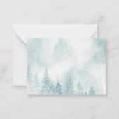 Evergreens in het Blauwgroen Foggy Forest Dark Notitiekaartje (Achterkant)