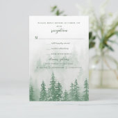 Evergreens in het bos Fog in Green Wedding RSVP (Staand voorkant)
