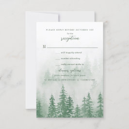 Evergreens in het bos Fog in Green Wedding RSVP