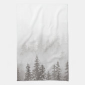 Evergreens in het bos Foggy Mountain in grijs Theedoek (Verticaal)