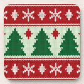Evergreens & Snowflakes Knit Bier Onderzetter (Voorkant)