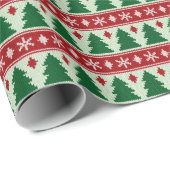 Evergreens & Snowflakes Knit Cadeaupapier (Rol Hoek)