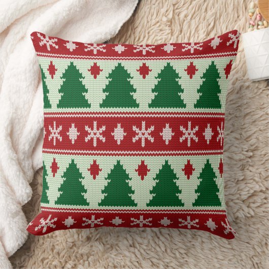 Evergreens & Snowflakes Knit Kussen (Deken)