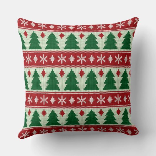 Evergreens & Snowflakes Knit Kussen (Achterkant)