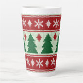 Evergreens & Snowflakes Knit Latte Mok (Voorkant)