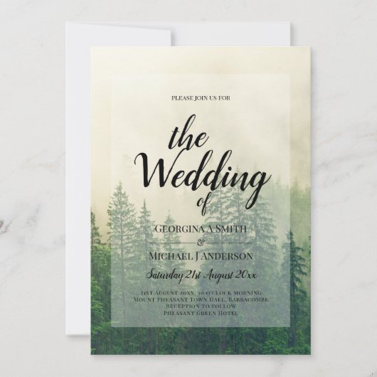 Evergreens Winter Bruiloft Bergbos Kaart (Voorkant)