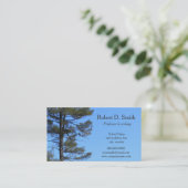 evergroene boom in blue sky science profielkaarten visitekaartje (Staand voorkant)