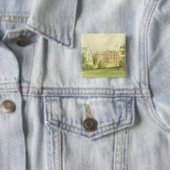 Everingham Park tekening Vierkante Button 5,1 Cm (In situ)