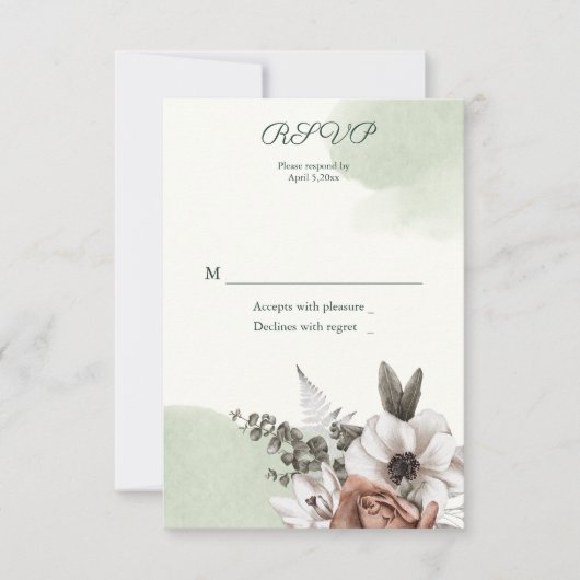 Everlasting Love Floral Sage RSVP Kaartje (Voorkant)