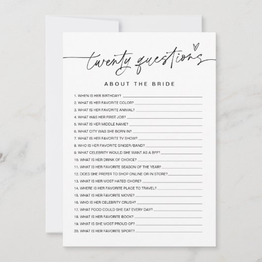 EVERLEIGH 20 vragen over het spel van de Bride Kaart (Voorkant)