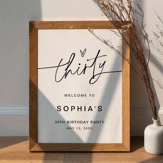 EVERLEIGH 30th Birthday Party Welcome Sign Poster