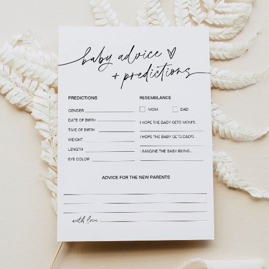 EVERLEIGH Baby shower Advice and Predications Kaar Kaart