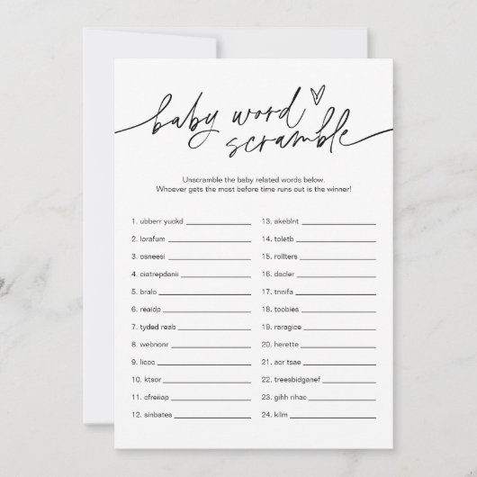 EVERLEIGH Baby Word Scramble Game Kaart (Voorkant)