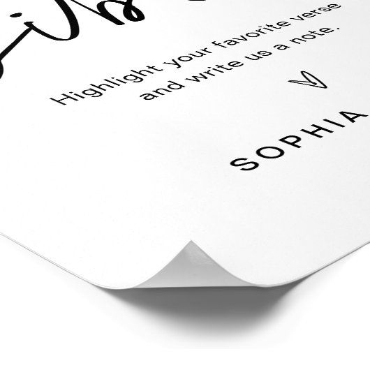 EVERLEIGH Bible Guest Book Weddenschap Poster (Hoek)