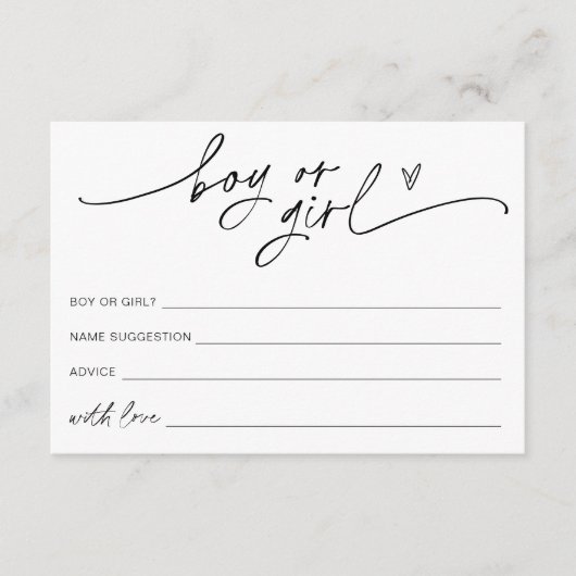 EVERLEIGH Boy or Girl Gender Game Informatiekaartje (Voorkant)