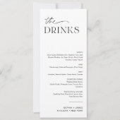 EVERLEIGH Bruiloft Drink Menu 4x9.25 Kaart (Voorkant)