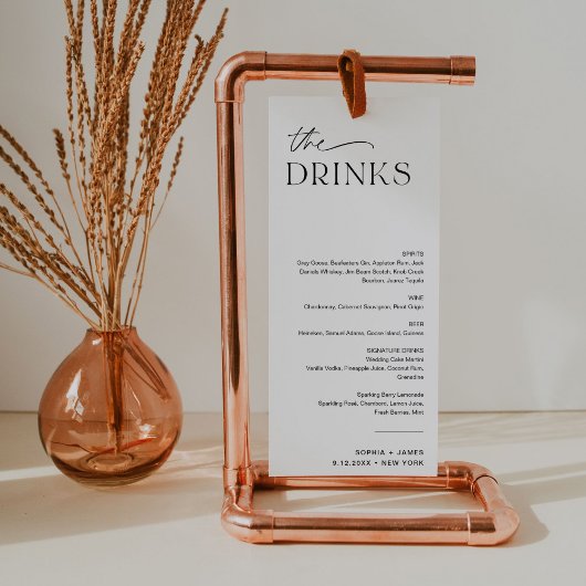 EVERLEIGH Bruiloft Drink Menu 4x9.25 Kaart