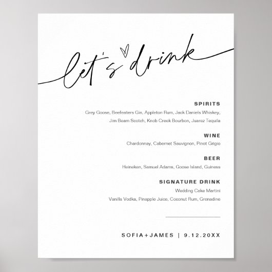 EVERLEIGH Bruiloftsbar-tekens om te drinken Poster (Voorkant)