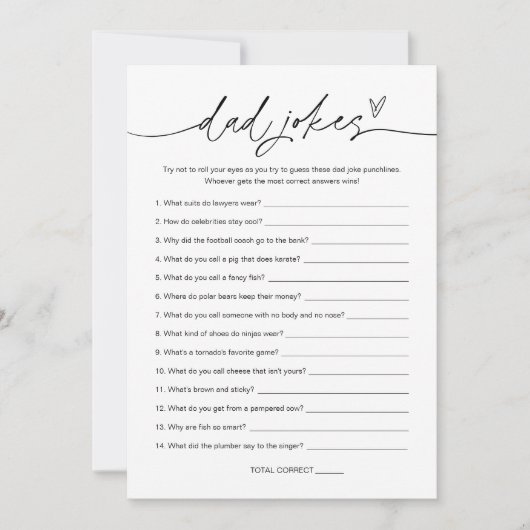 EVERLEIGH Dad Jokes Baby shower Game Kaart (Voorkant)