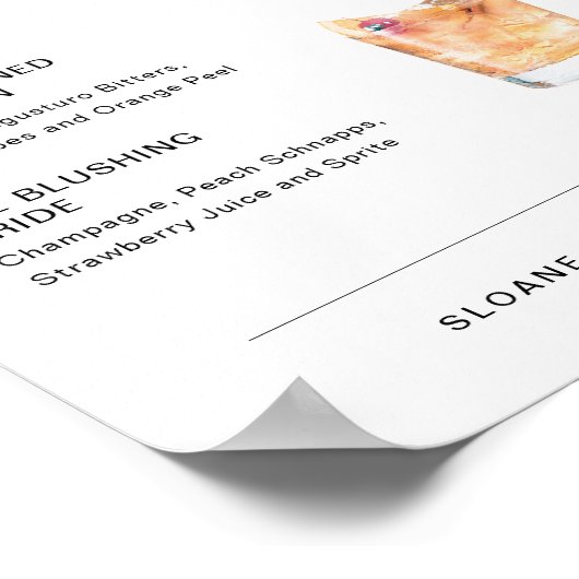 EVERLEIGH de Drinken van de Handtekening het Teken Poster (Hoek)