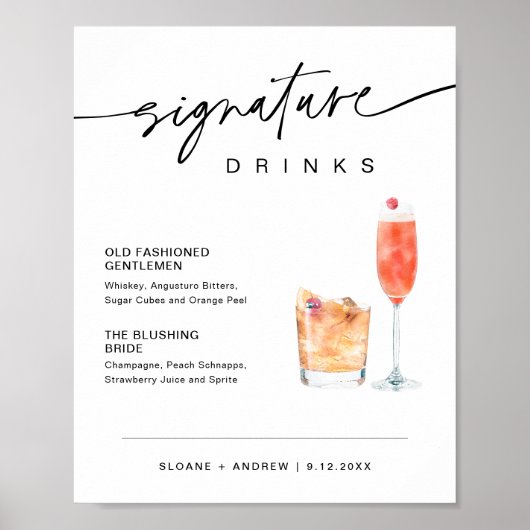 EVERLEIGH de Drinken van de Handtekening het Teken Poster (Voorkant)