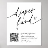 EVERLEIGH Diaper Fund QR Code Baby shower Sign Poster (Voorkant)