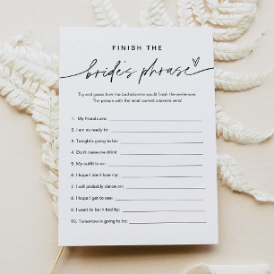 EVERLEIGH Finish the Bride's Bachelorette Game Kaart