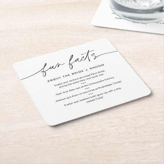 EVERLEIGH Fun Facts Over Bruid & bruidegom (set 50 Kartonnen Onderzetters (Schuin)