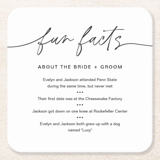 EVERLEIGH Fun Facts Over Bruid & bruidegom (set 50 Kartonnen Onderzetters (Voorkant)