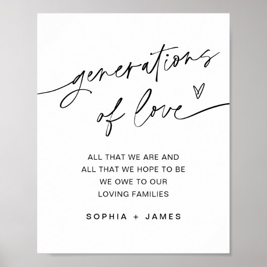 EVERLEIGH Generaties Van Liefde Huwelijksbord Poster (Voorkant)