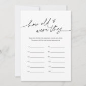 EVERLEIGH hoe oud ze waren, Vrijgezellenfeest Kaart (Voorkant)