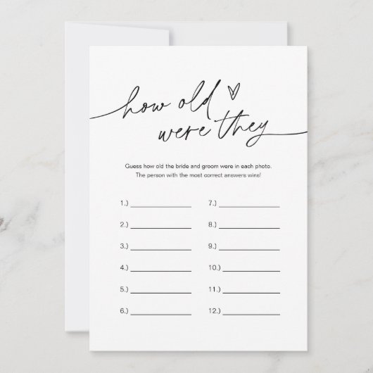 EVERLEIGH hoe oud ze waren, Vrijgezellenfeest Kaart (Voorkant)