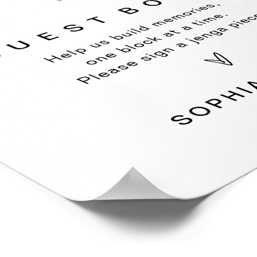 EVERLEIGH Jenga Guest Book Weddenschap Poster (Hoek)