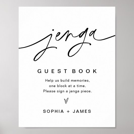 EVERLEIGH Jenga Guest Book Weddenschap Poster (Voorkant)
