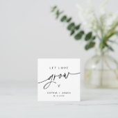 EVERLEIGH Let Love Grow Wedding Plant Favor Kaart Vierkante Visitekaartje (Staand voorkant)