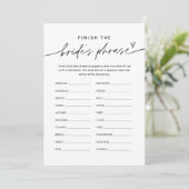 EVERLEIGH Maak de bruidszin af Bruidsfeest spel  Kaart (Staand voorkant)