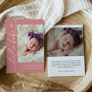 EVERLEIGH Minimalist Baby Girl Aankondiging geboor