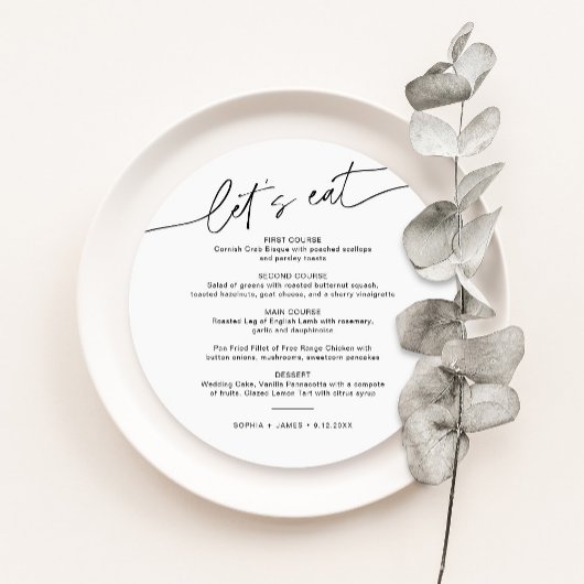 EVERLEIGH Minimalist Round Weddenrenmenu Kaart