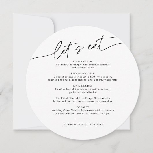 EVERLEIGH Minimalist Round Weddenrenmenu Kaart (Voorkant)