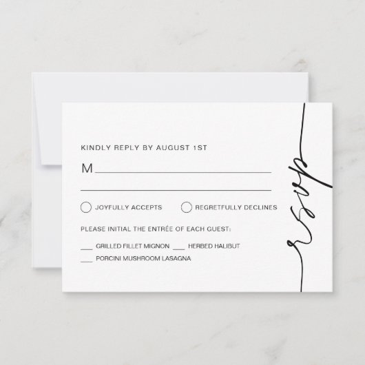 EVERLEIGH Minimalist RSVP Wedding Response Kaart (Voorkant)