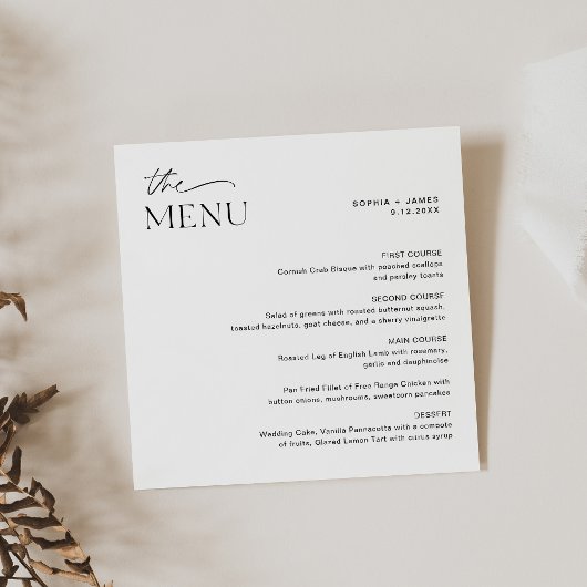 EVERLEIGH Minimalist Square Weddenrenmenu Kaart
