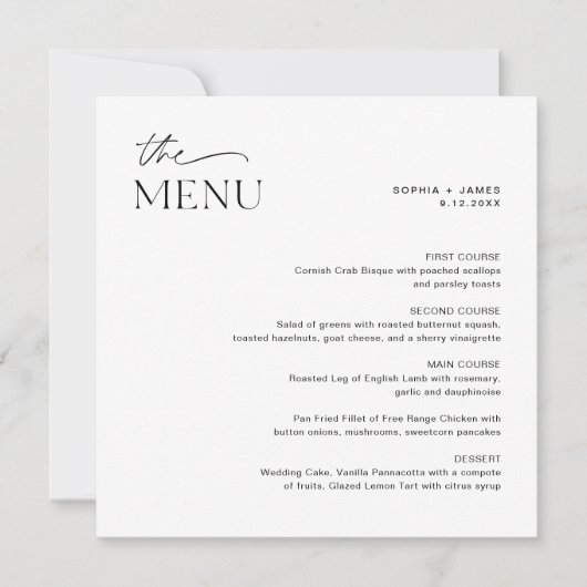 EVERLEIGH Minimalist Square Weddenrenmenu Kaart (Voorkant)