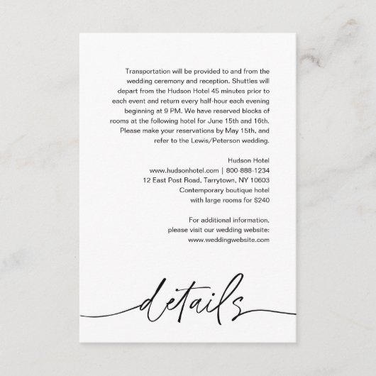 EVERLEIGH Minimalist Weddenschap Details Enclosure Informatiekaartje (Voorkant)
