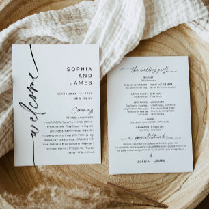 EVERLEIGH Minimalist Wedding Program 5x7 Kaart