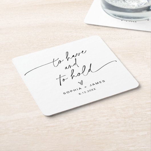 EVERLEIGH Minimalist Wedding Square Onderzetter (Schuin)