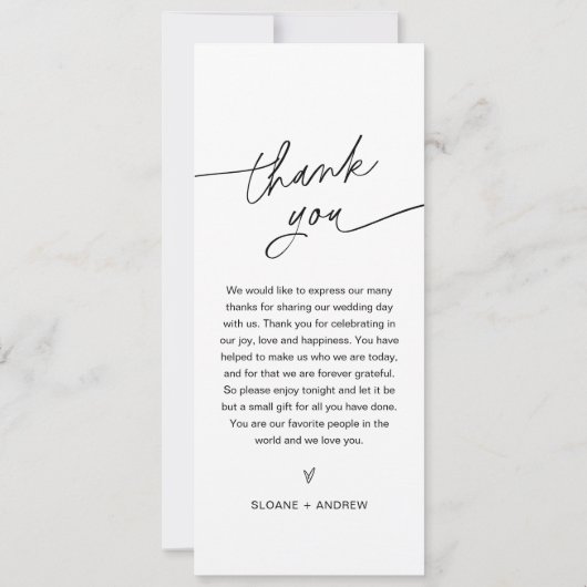 EVERLEIGH Minimalistisch huwelijksmenu 4x9 Kaart (Achterkant)