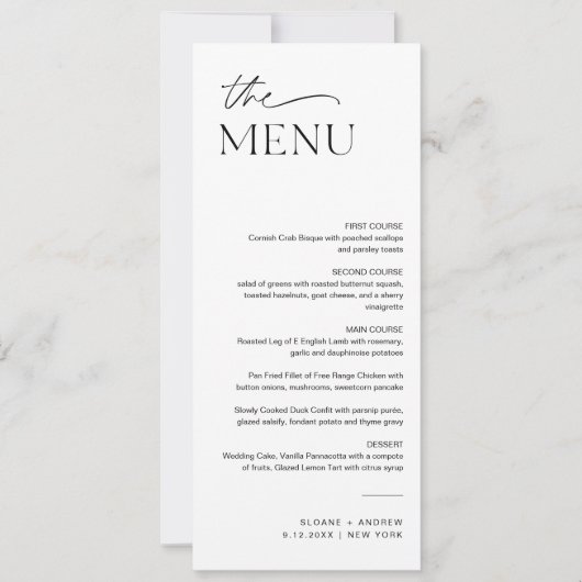 EVERLEIGH Minimalistisch huwelijksmenu 4x9 Kaart (Voorkant)